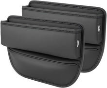 Load image into Gallery viewer, 車用 サイド収納ボックス 車シートサイドポケット 運転席と助手席汎用 車 隙間 収納 シートサイドポケット 携帯電話 現金 コイン カード 鍵 小物収納 カーシート隙間収納ボックス PU材質 運転席+助手席 2個入り